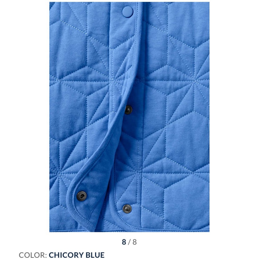 Lands’ End Bright Blue Quilted Insulated Jacket Snaps Barn Jacket - Picture 6 of 14